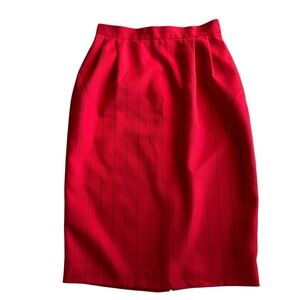 Elegant Red & Black Pinstriped Pencil Skirt